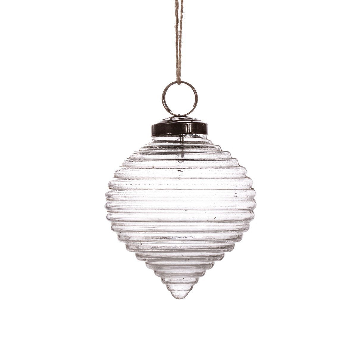 Clear Recycled Glass Rippled Bauble