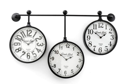 Metal Wall Clocks, Set of 3 Hanging