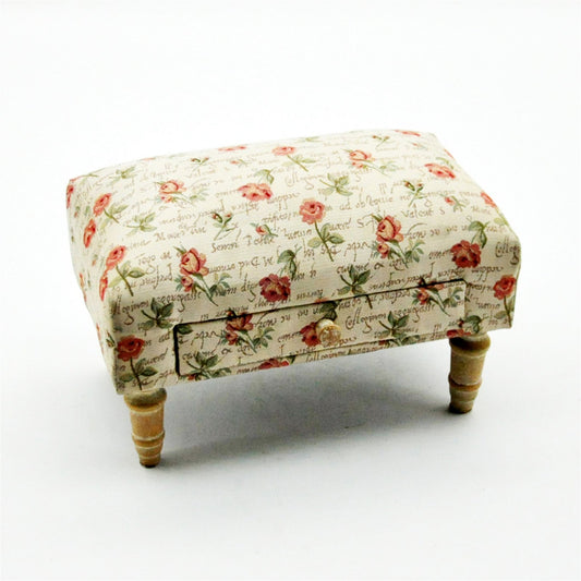 Roses Design Fabric Footstool with Drawer