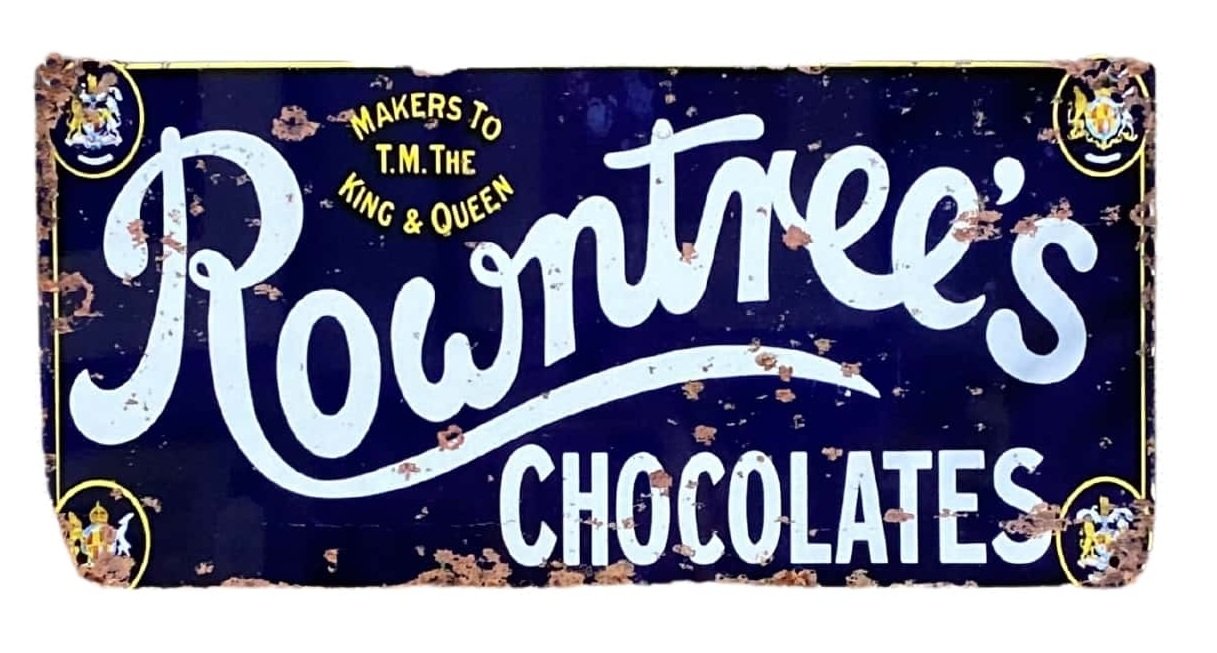 Metal Advertising Wall Sign - Rowntrees Chocolate Blue