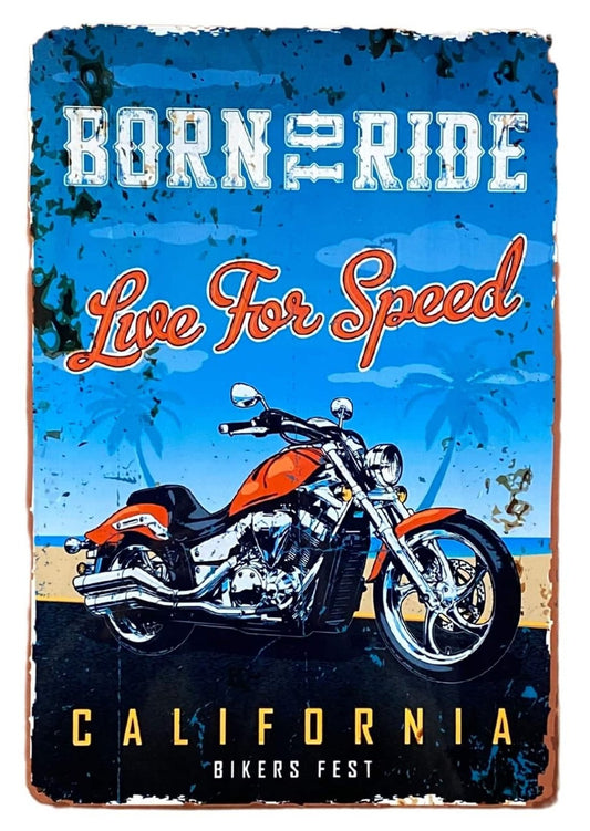 Metal Retro Wall Sign - Born To Ride