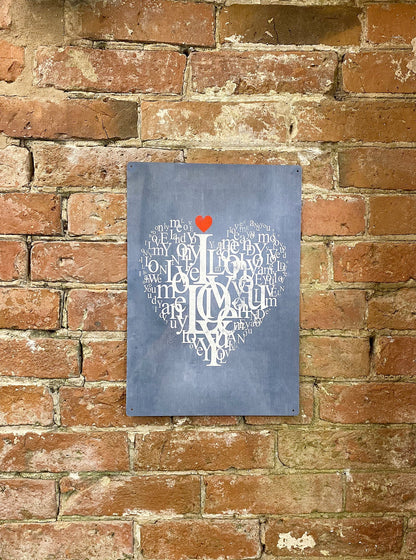 Metal Travel Wall Sign - Love Heart, Valentine