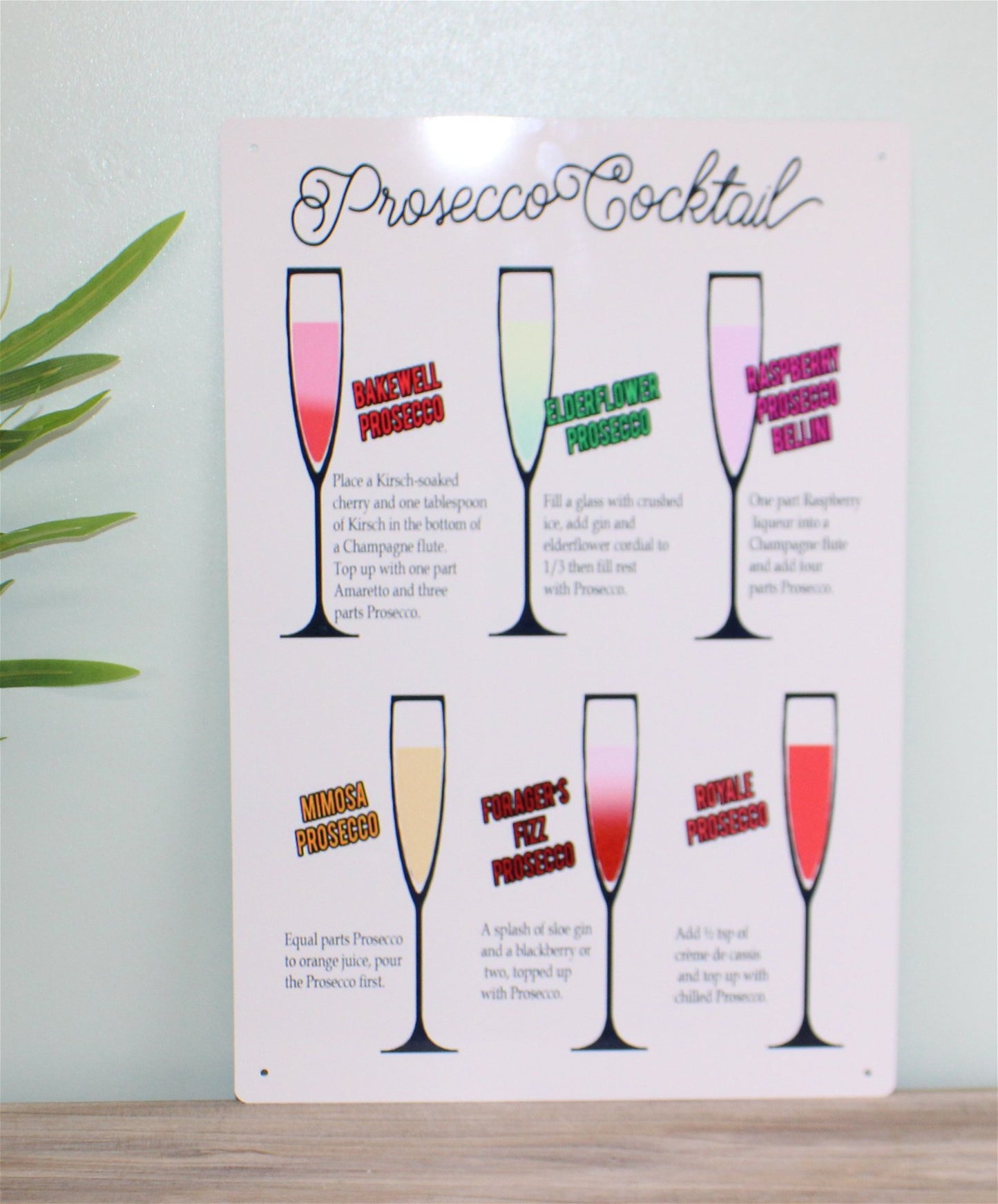 Vintage Metal Sign - Classic Cocktail Prosecco Recipes