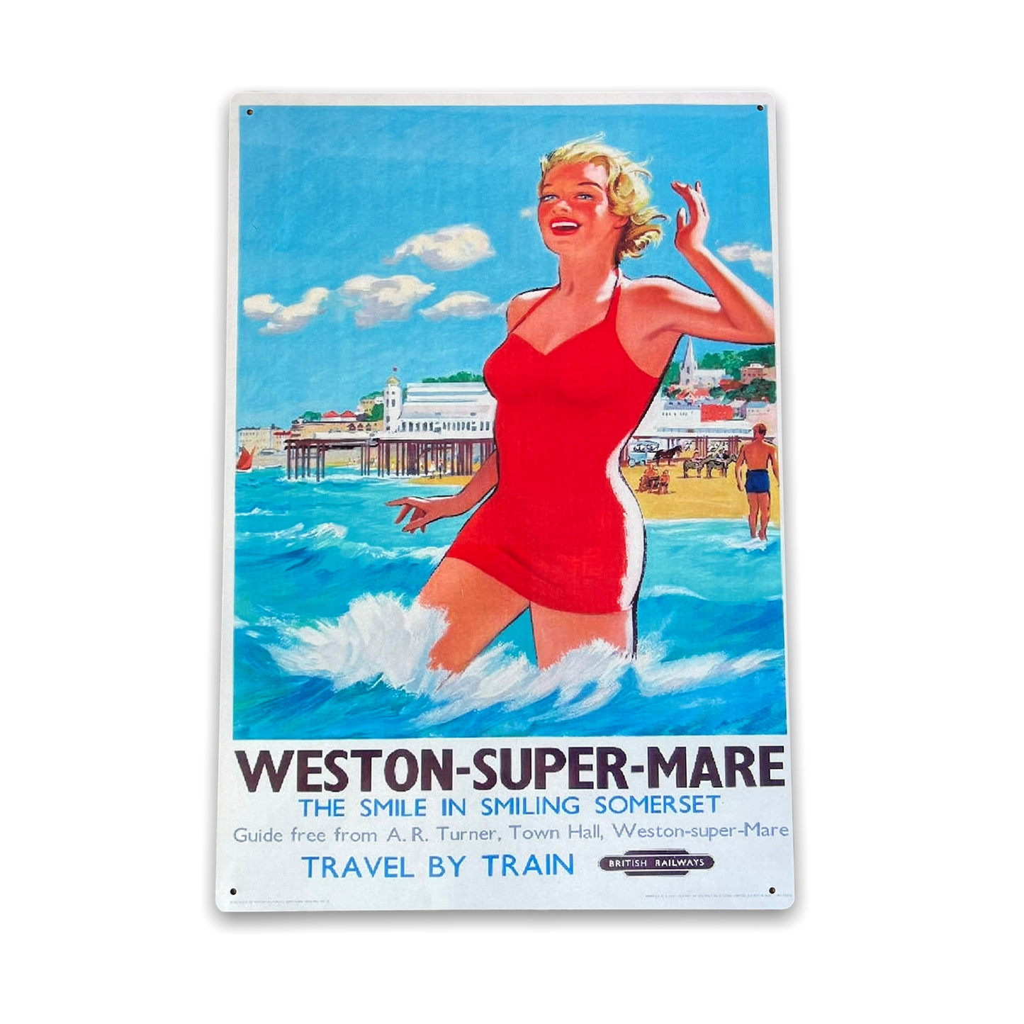 Vintage Metal Sign - British Railways Retro Advertising, Weston-Super-Mare, Somerset