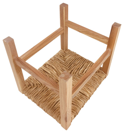 Rustic Woven Raffia Stool 30cm