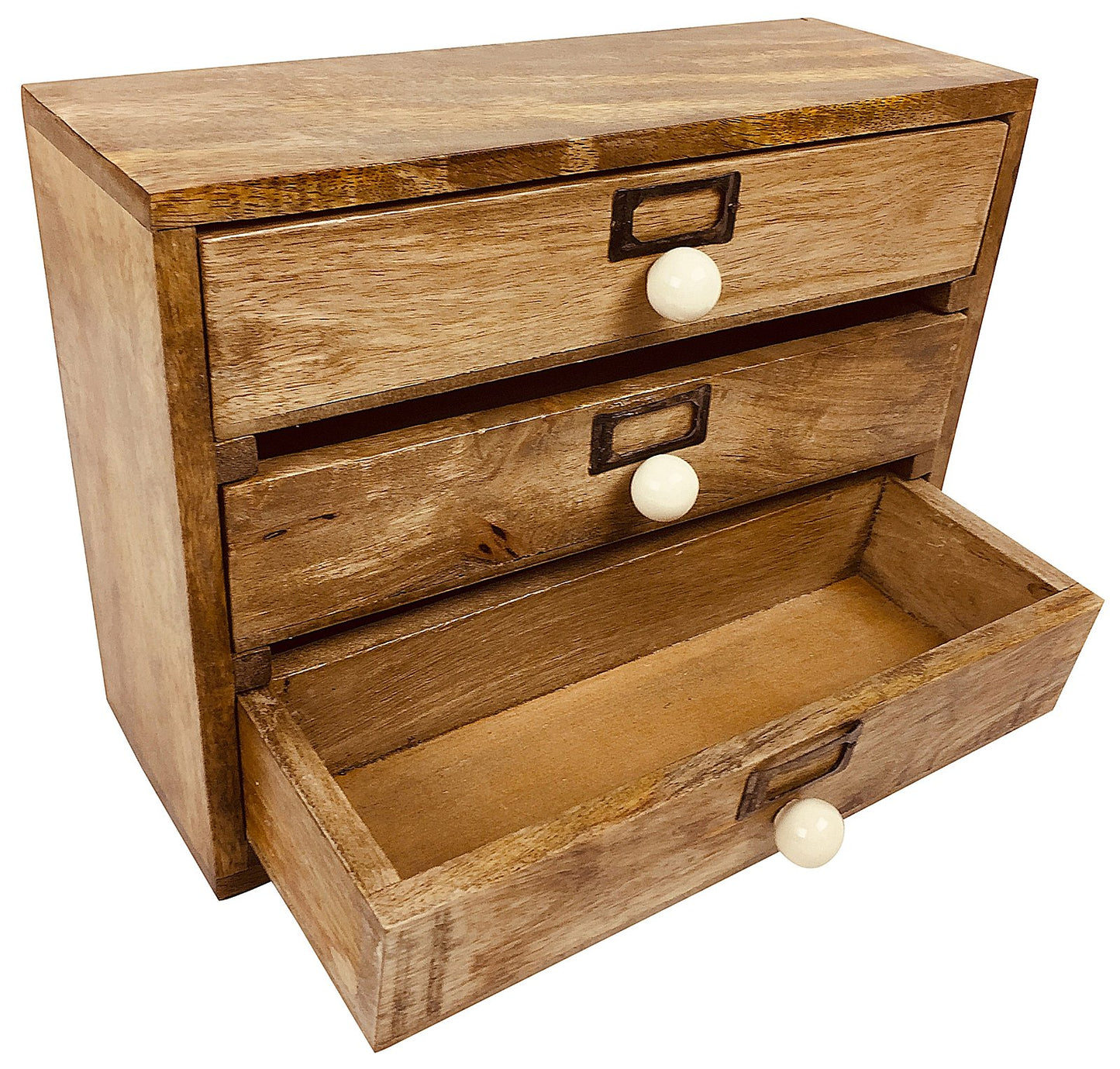 Solid Wood Three Drawer Desktop Organiser 28cm