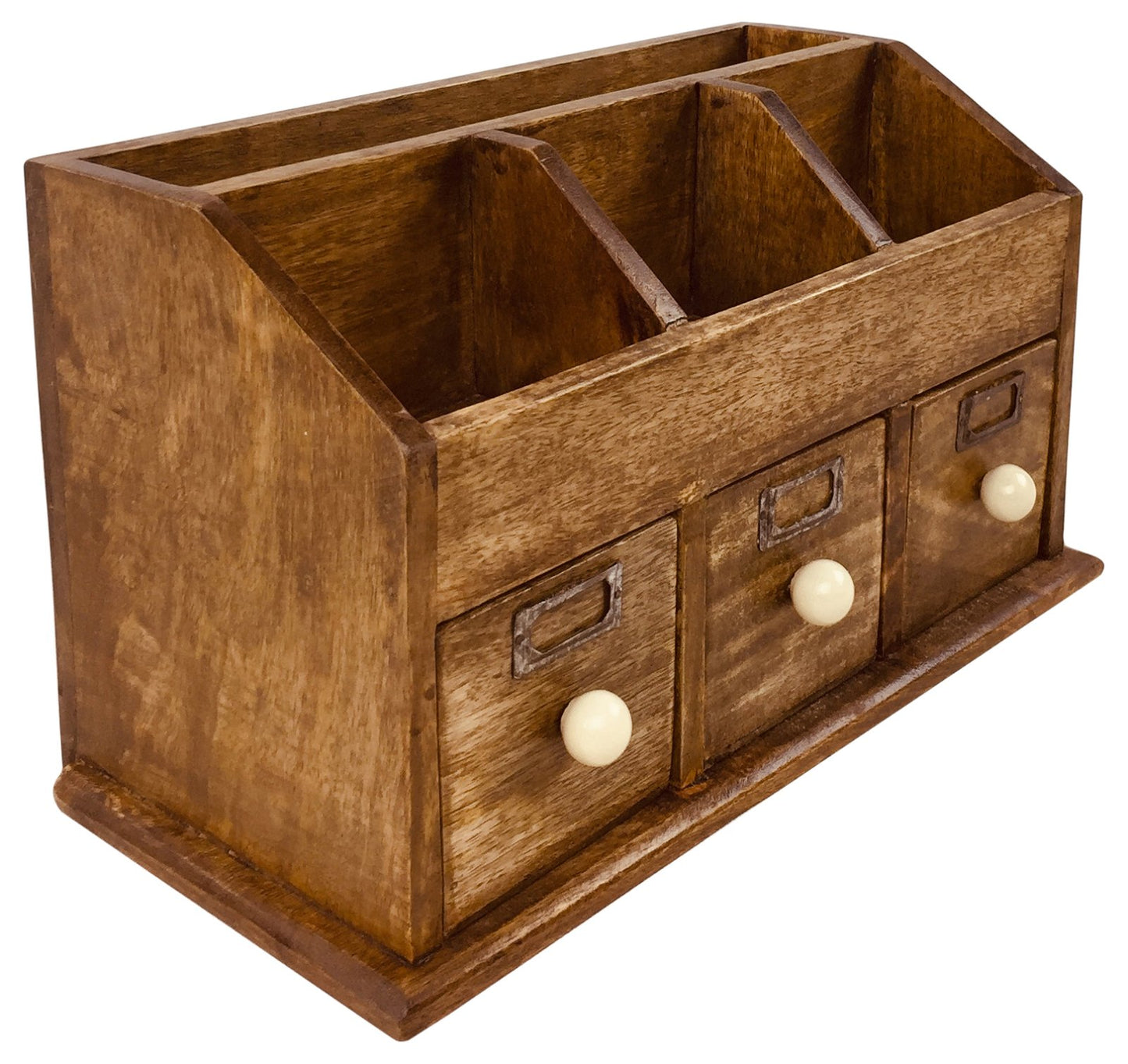 Rustic Desktop Organiser With Drawers 37cm