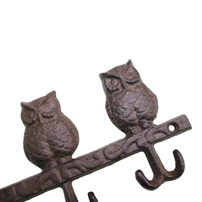 Rustic Cast Iron Wall Hooks, Owls