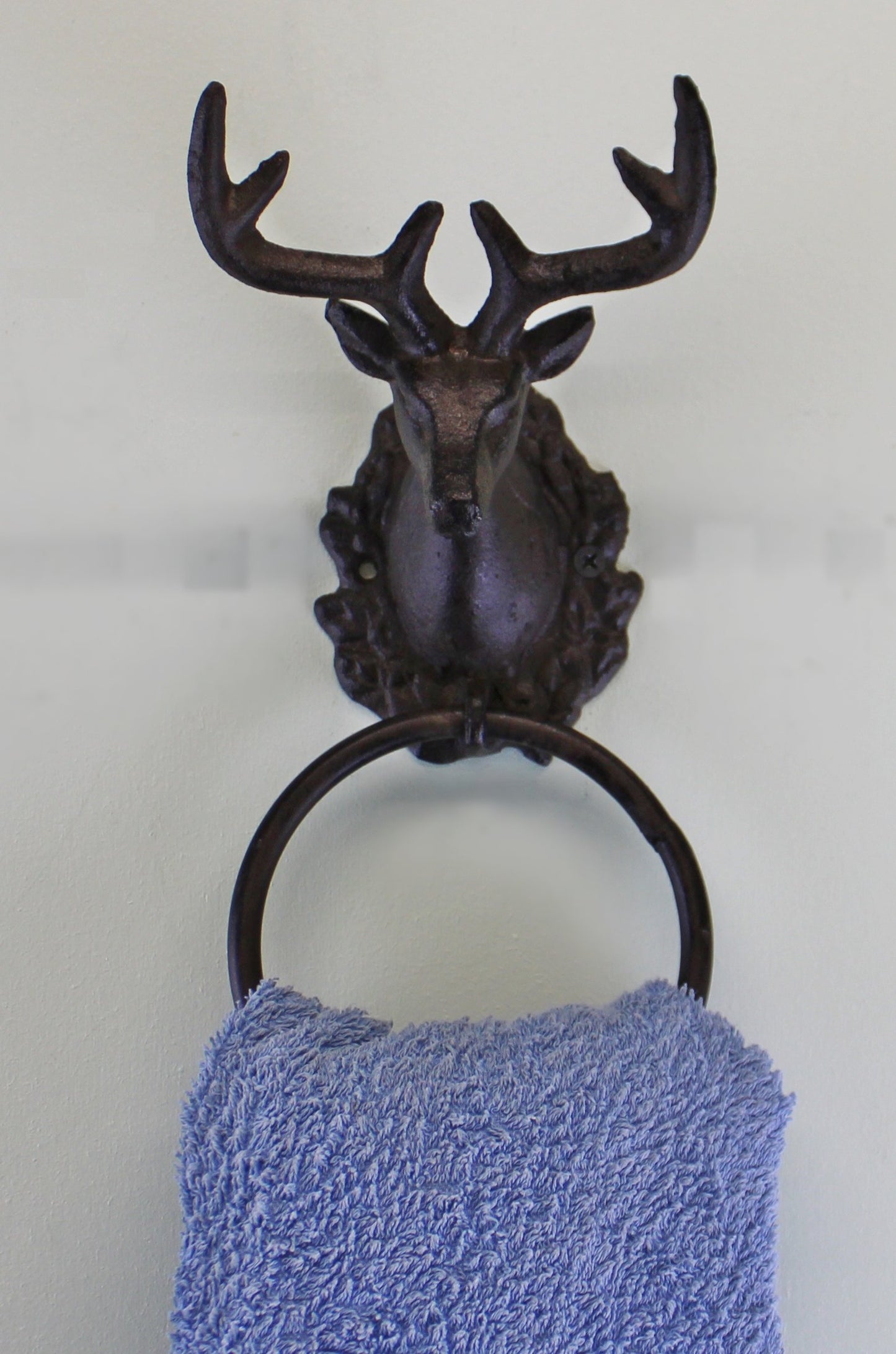 Cast Iron Rustic Towel Ring, Stag Head Design