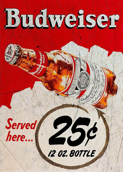 Small Metal Sign 45 x 37.5cm Budweiser Beer