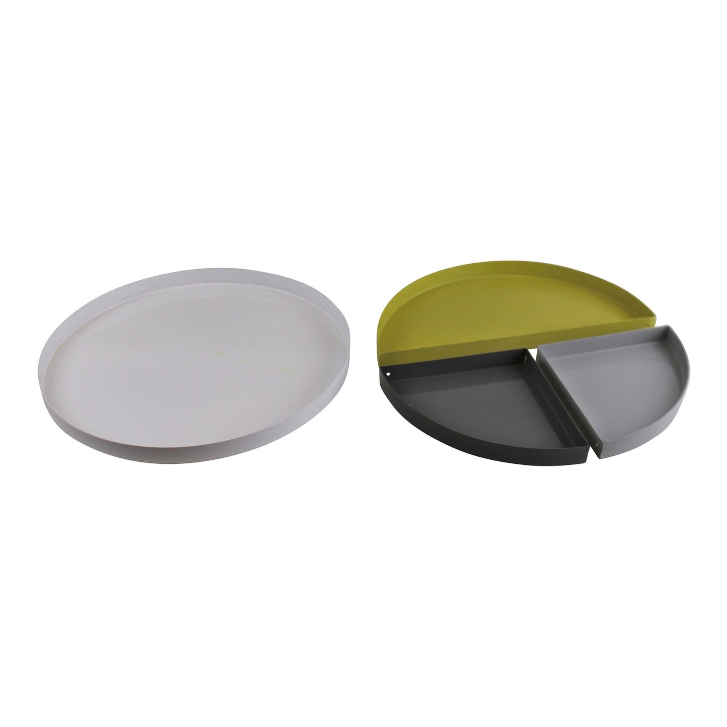 Set Of 4 Abstract Metal Trinket Trays, 29cm diameter