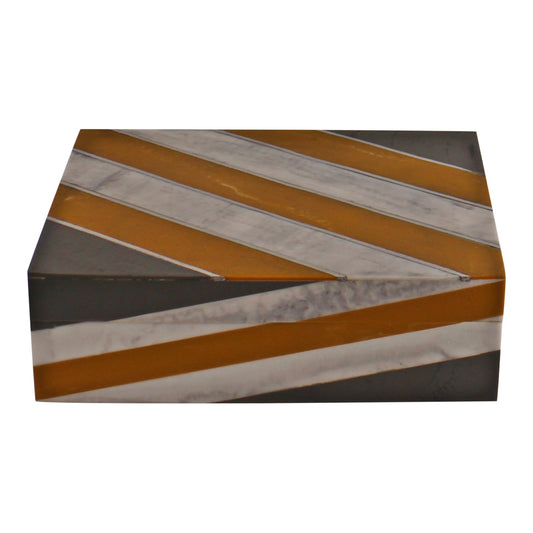 Abstract Design Resin Large Trinket Box, Design 1 , Diagonal Stripes