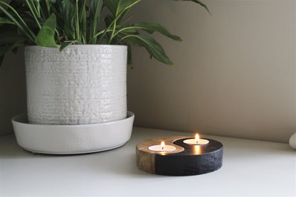 Yin and Yang Wooden Tealight Holders