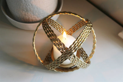 Gold Coloured Ball Candle Holder