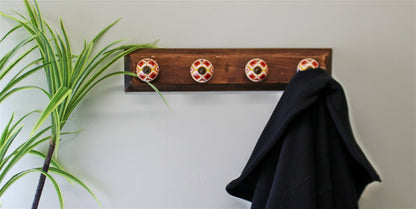 Set of 4 Kasbah Design Coat Hooks On Wooden Base