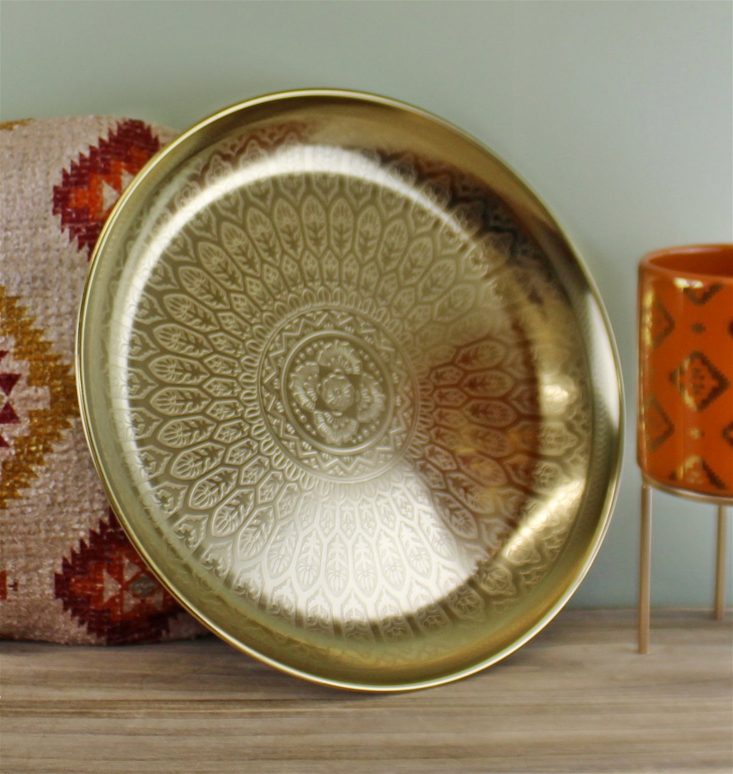 Kasbah Design Decorative Gold Metal Tray