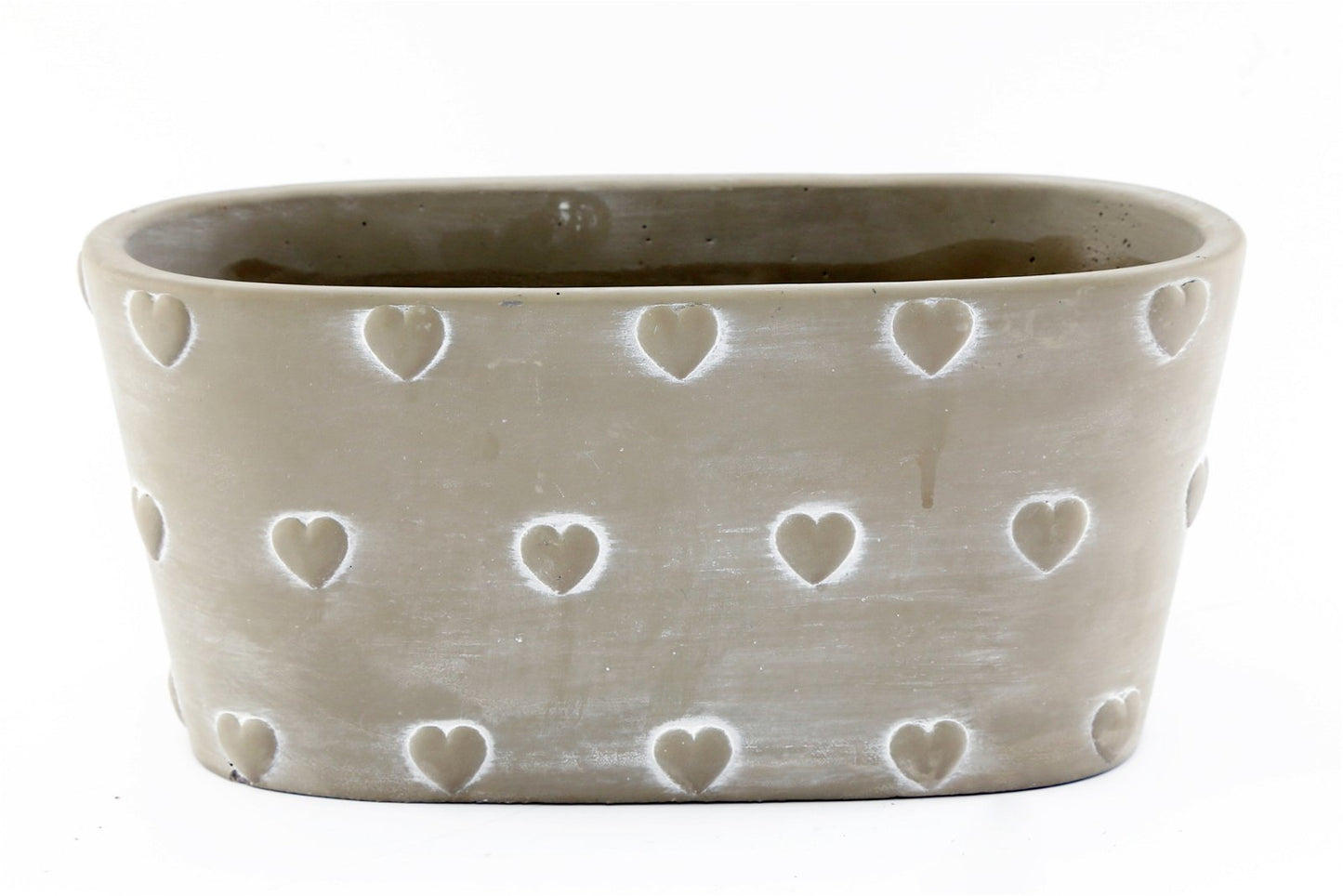 Grey Stone Hearts Planter Rectangular