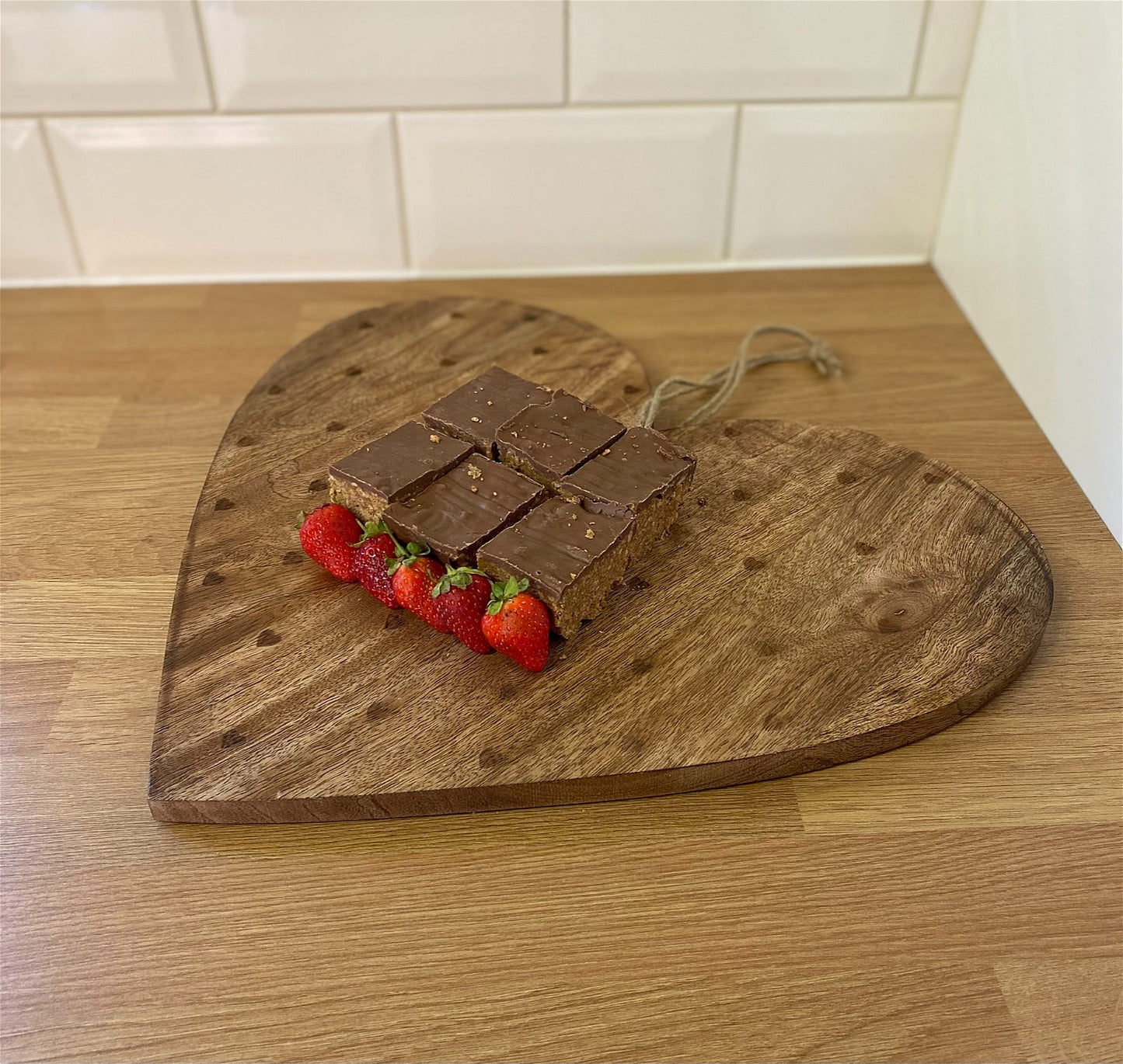 Heart Shaped Wooden Chopping Board Burnt Heart 40cm