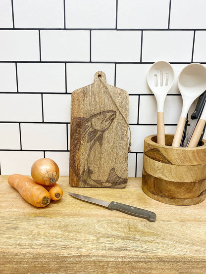 Salmon Engraved Wooden Cheese Board