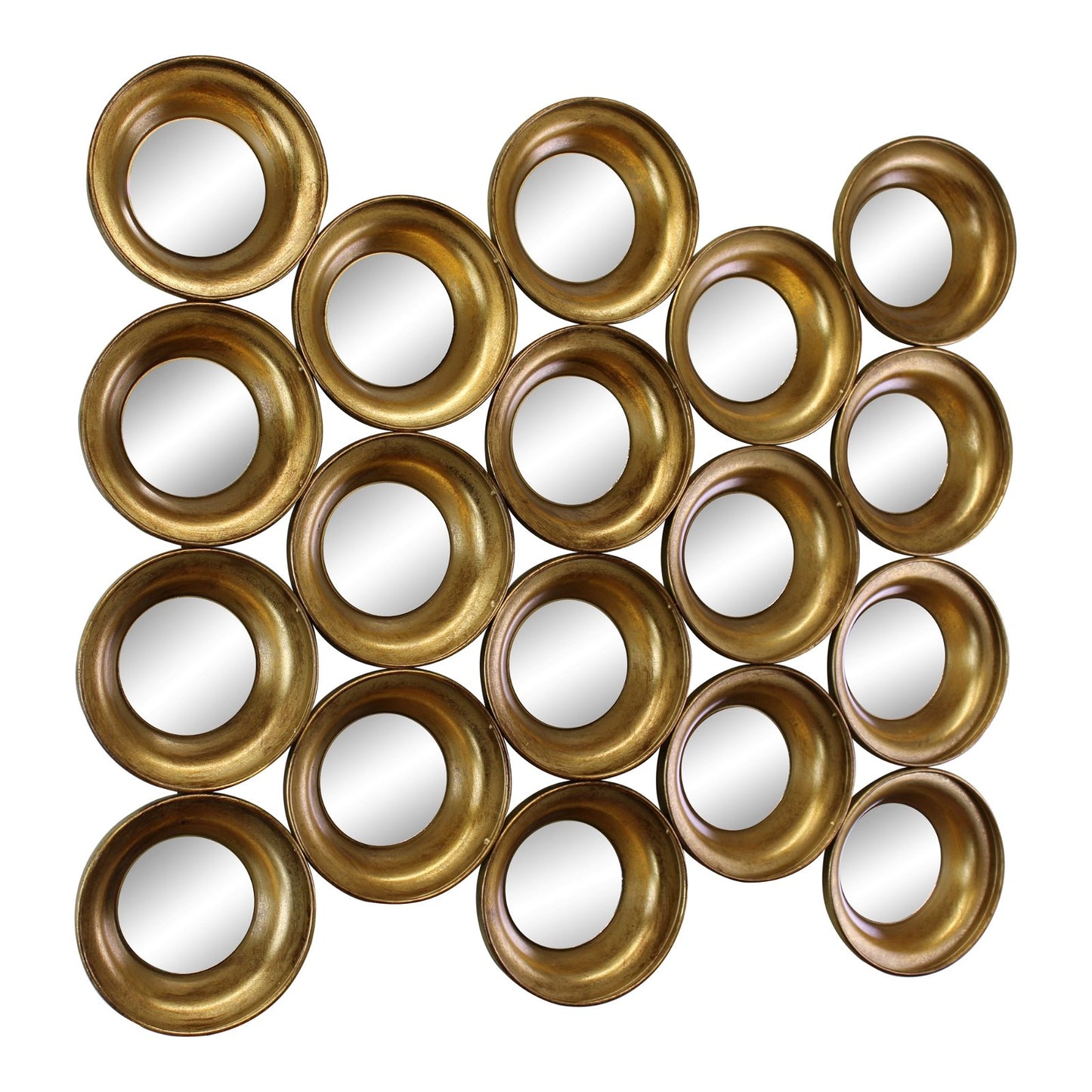 Gold Metal Multi Circle Wall Mirror 76cm.