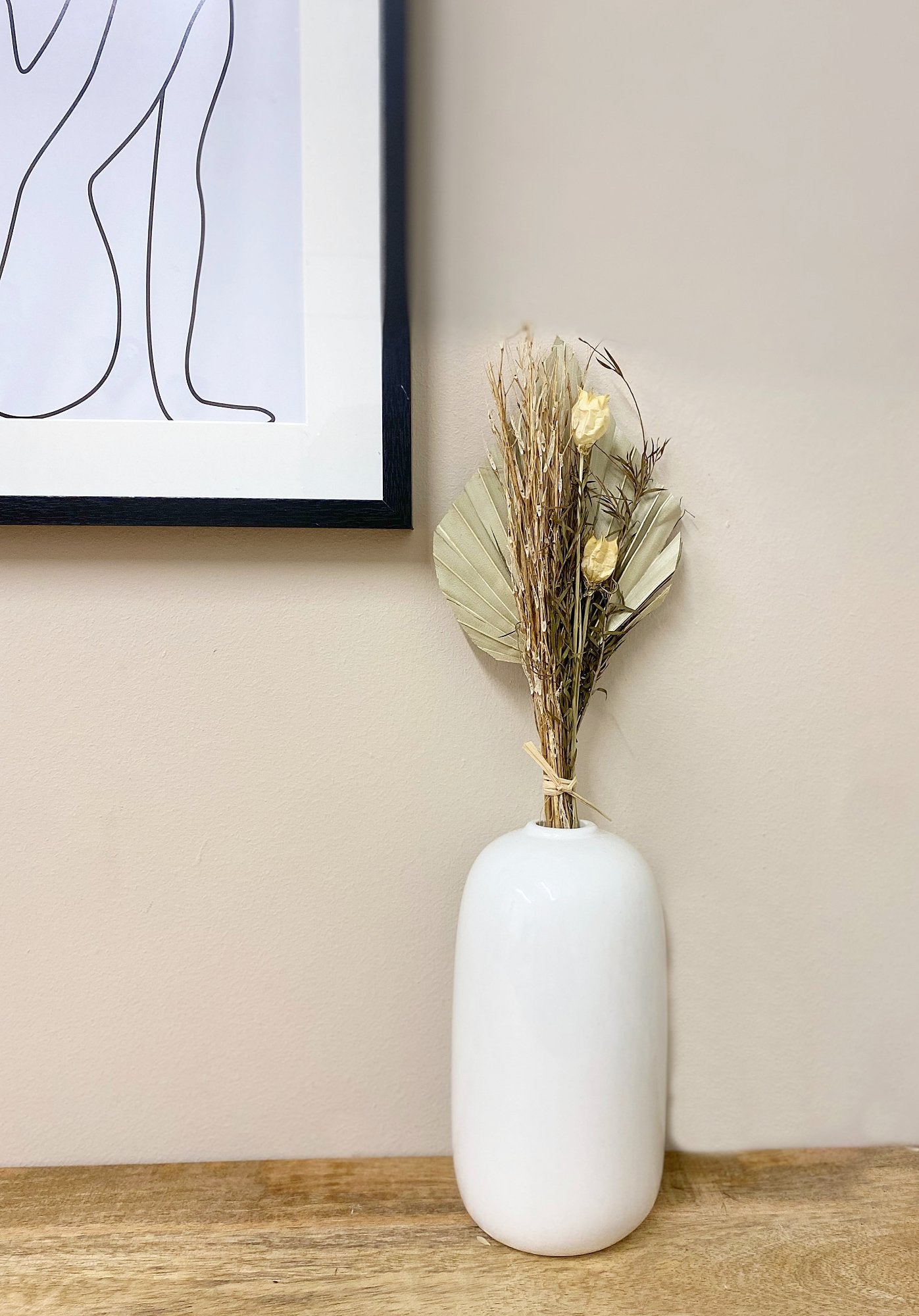 Set of Four Bouquets of Dried Grasses with Palm Spear