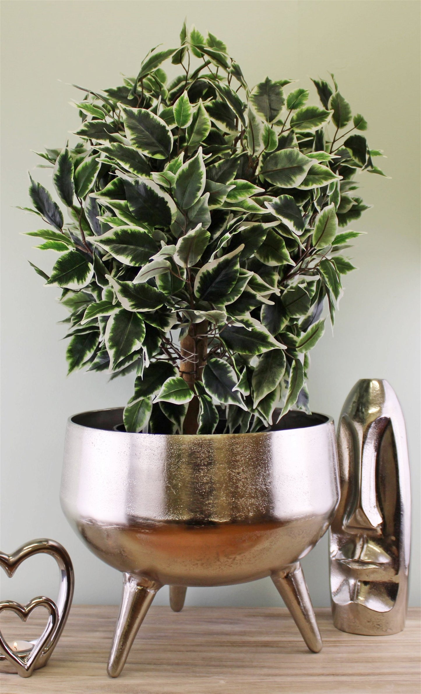 Silver Metal Planter/Bowl With Feet, 35cm