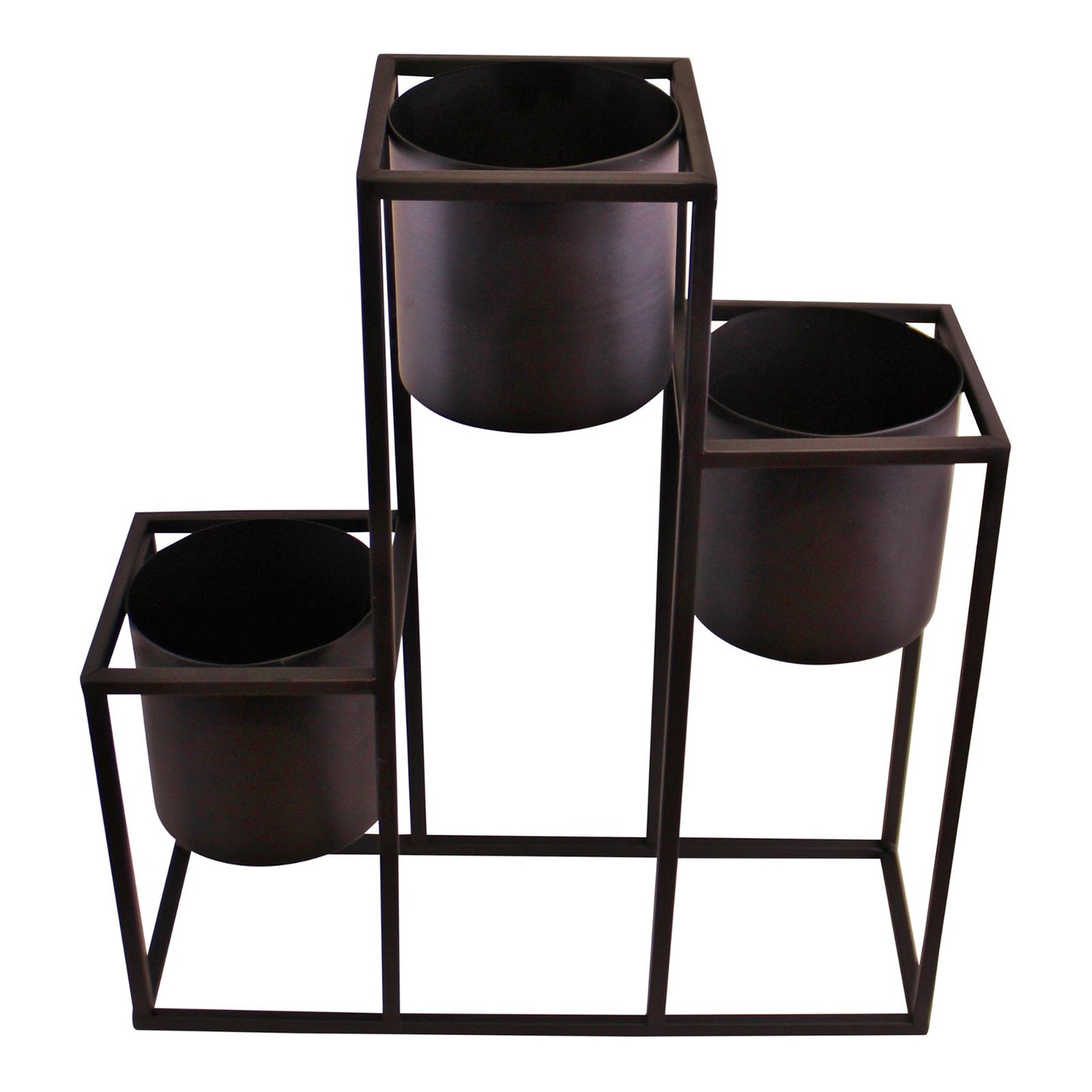 Triple Black Metal Planter, 43x50cm