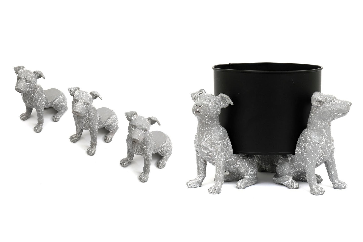 Set of Grey Dog Pot Risers