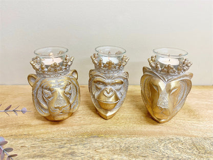 Set of 3 13cm Animal Head Candle Holder