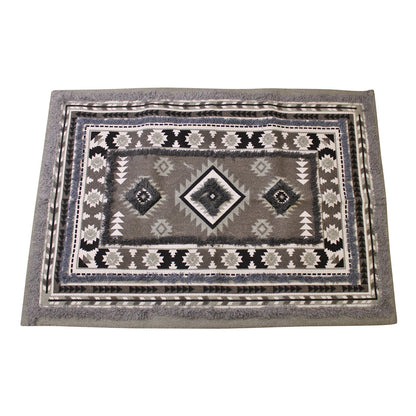 Grey Patterned & Tufted Rug, 60x90cm