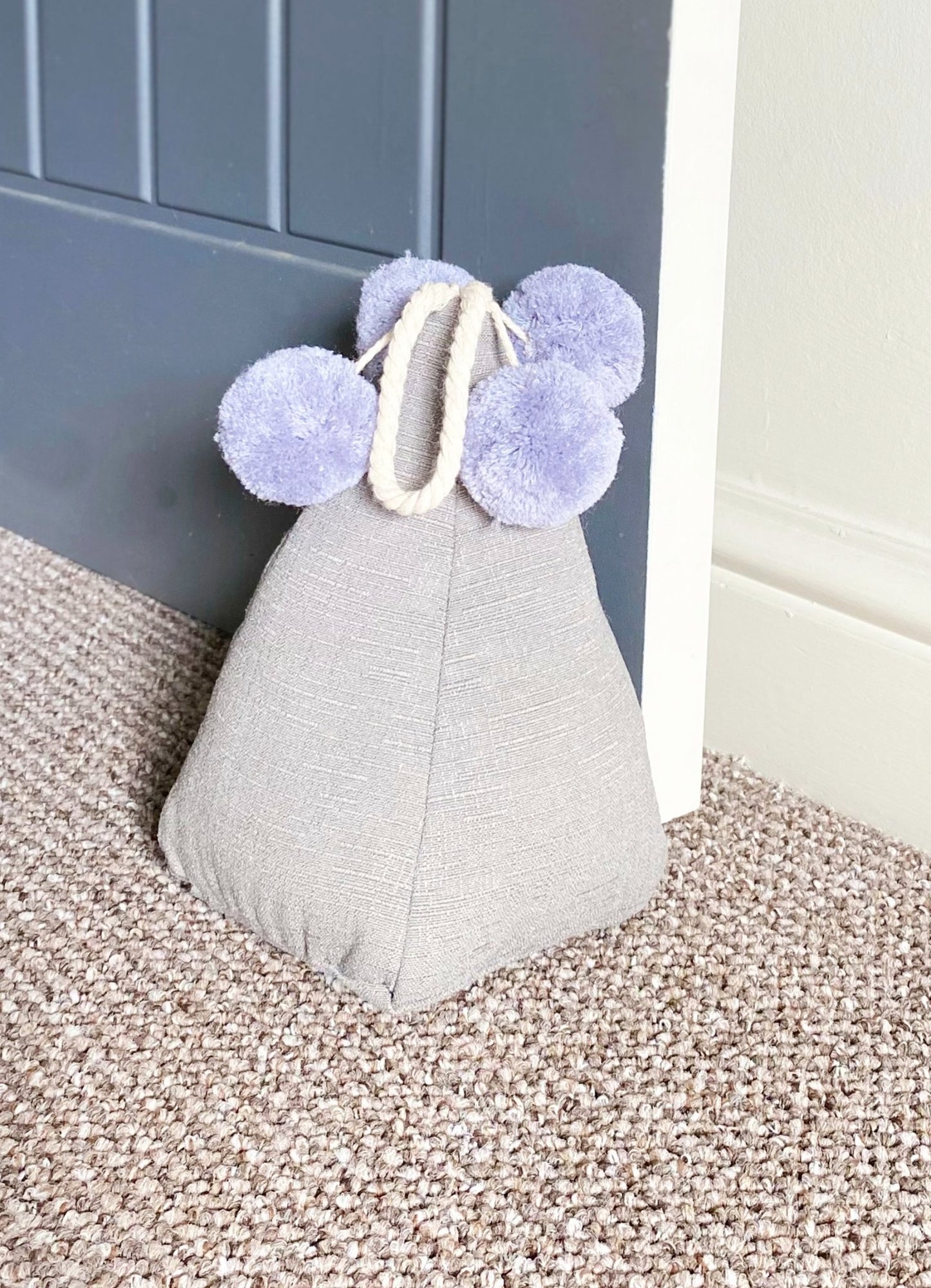 Grey Pompom Doorstop