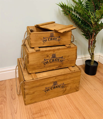 Set Of 3 The Chateau Rustic Vintage Crates