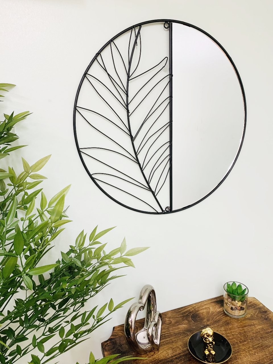 Synergy Metal Wall Leaf Mirror 50cm