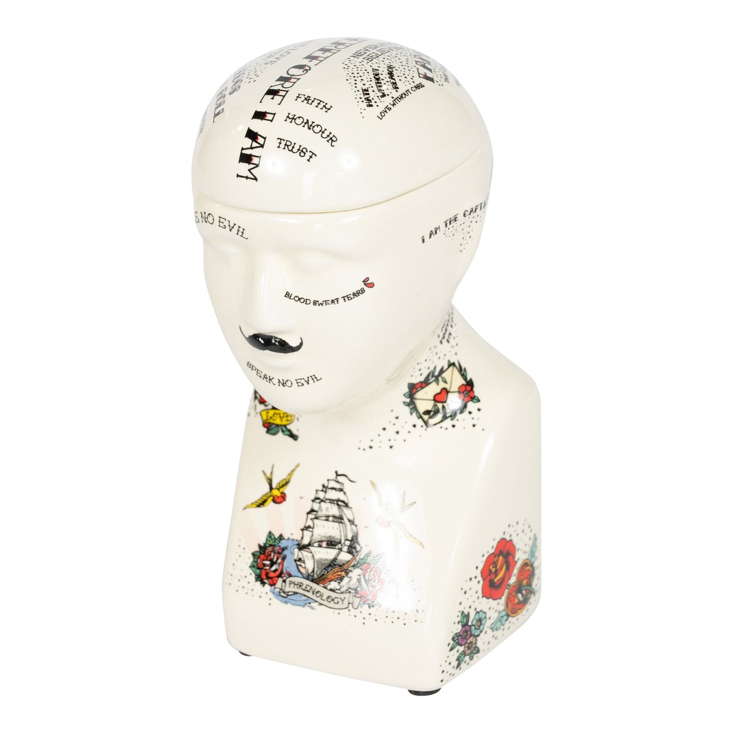 Ceramic Phrenology Head Storage Small