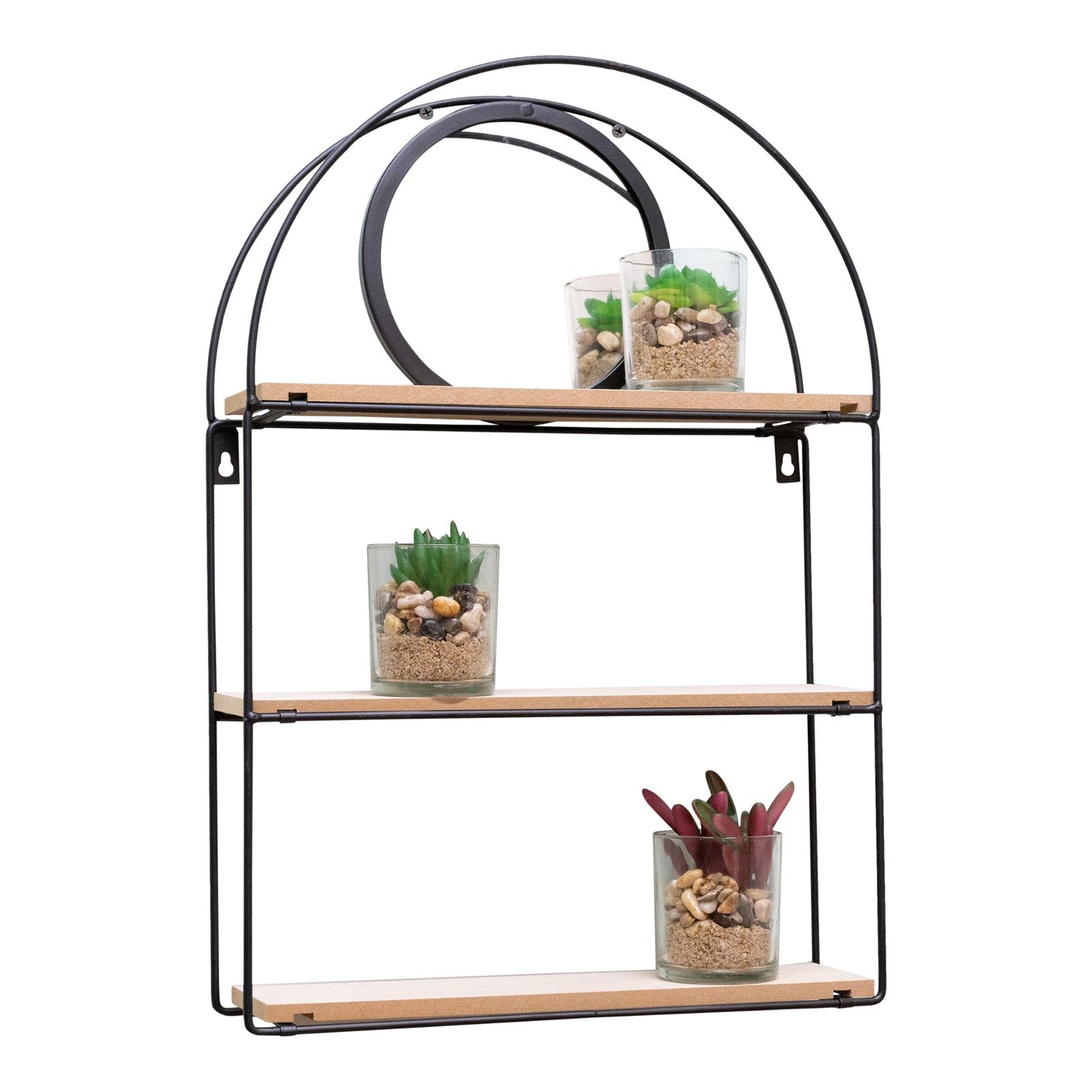 Black Metal 3 Shelves with Mirror