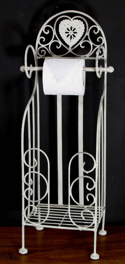 Grey Heart Toilet Roll Holder With Storage